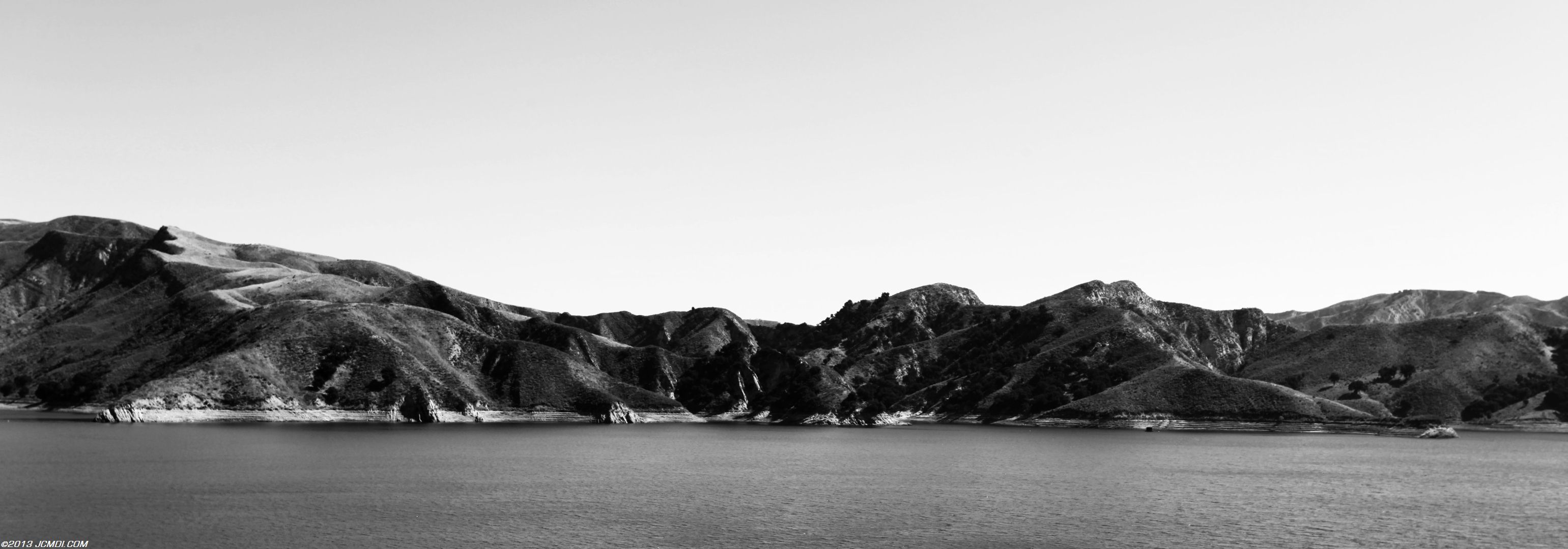 Piru Lake wide angle panoramic B&W 11/17/2011